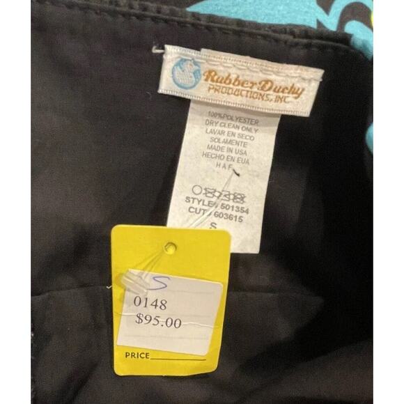 Vintage Rubber Ducky Small Artsy Strapless Bold Print Dress Ruffle Retro Costume - Picture 6 of 7